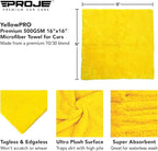 PROJE' Yellow Microfiber Towel for Car - Ultra Absorbent - Car Drying, Polishing, Buffing Cloth & Interior Detailing Towel - 500 GSM 16x16in - Auto Detailing Supplies - Pack of 6 Premium Car Care