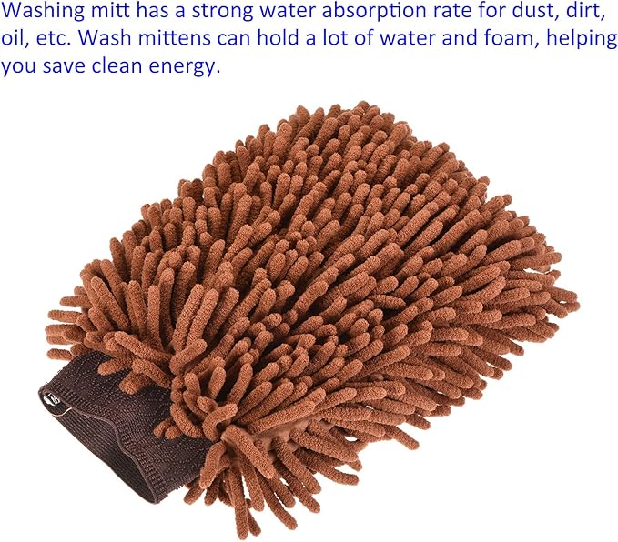 M METERXITY Microfiber Chenille Wash Mitt - Double Side Reusable Gloves for Cleaning Scratch-Free, Apply to Car Cleaning, Kitchen