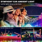 Dreamcolor Acrylic Interior Car LED Strip Light with USB/Type C, 47.24 inches Fiber Optic Ambient Lighting Kits, 16 Million Colors Sound Active Function