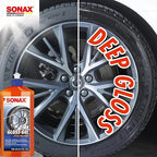 SONAX Premium Exterior Car Wash Kit | 5-Piece Complete Car Care Set | Car Wash Shampoo, High Speed Wax, Wheel Cleaner, Tire Gloss Gel & 3-Pack Microfiber Cloths | Professional Car Detailing Kit
