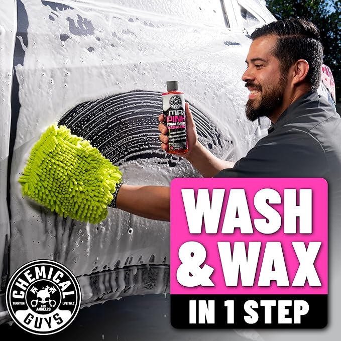 Chemical Guys CWS22116 Mr. Pink Foam Party Wash & Wax (Works with Foam Cannons or Bucket Washes) Safe for Cars, Trucks, SUVS, Motorcycles, RVs & More, (16 fl oz) Tangerine Scent