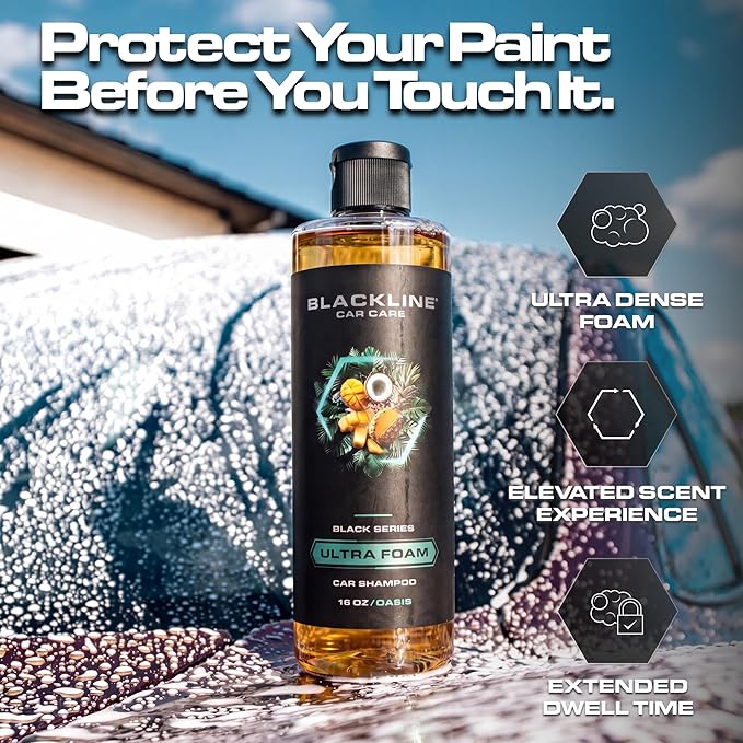 Blackline Automotive Extreme Foaming Car Shampoo - Extreme Ultra Foam Perfect for Ceramic Coatings - Compatible with Foam Cannon for Pressure Washer (16 FL Oz, Oasis Scent)