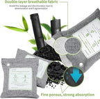 CLEVAST Bamboo Charcoal Air Purifying Bags - (Large, 4×200g), Removes Odors and Moisture, Nature Fresh Air Purifier Bags, Odor Eliminator for Home, Car, Pets, Bathroom, Basement