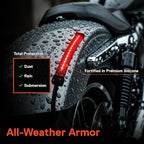 TRUE MODS 2pc 5" Rear LED Motorcycle Red Running Brake & Amber Turn Signal Tail Light Strip Kit for License Plate [Waterproof] Universal Self Adhesive Surface Mount Flexible Rear Lamp for Bike ATV UTV