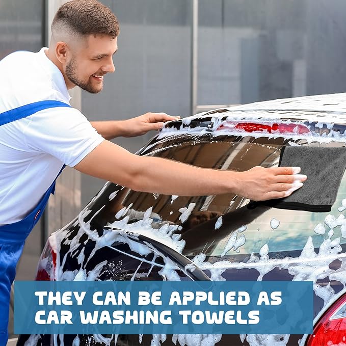 Tallew 50 Pcs Microfiber Towels:16"x16" Microfiber Drying Towels Bulk Micro Fiber Car Cleaning Cloth for Cars Drying Washing Polishing Office Windows Cleaning Household Supplies (Gray)