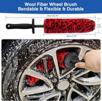 5 Pack Car Wheel and Tire Cleaner Brushes Kit Auto Motorcycle Rim Ultra Soft Microfiber No Spatter Bendable Woolies Bristle Cleaning Set (Red & Black)