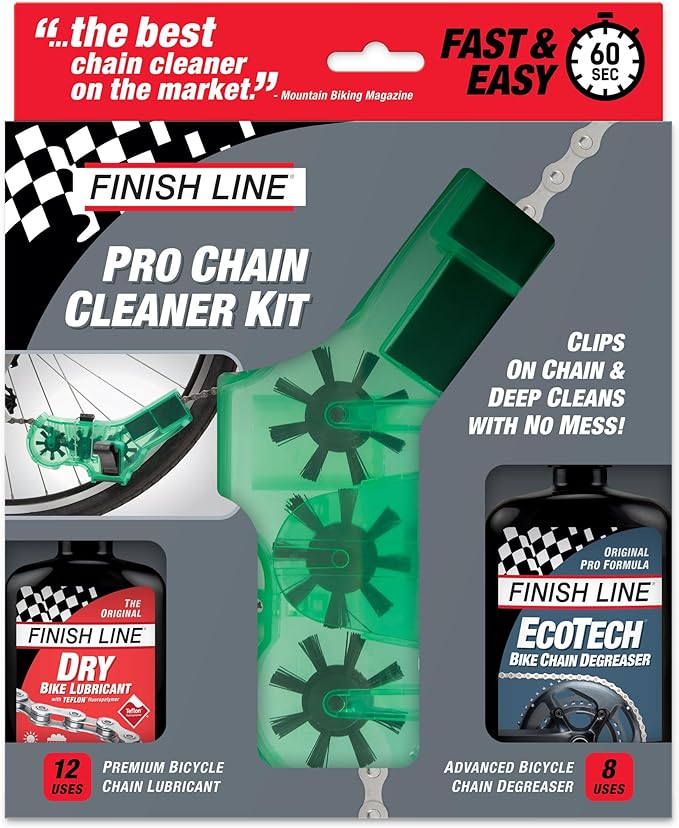 Finish Line Shop Quality Bicycle Chain Cleaner Kit – Deep Scrubbing Chain Cleaner, EcoTech Degreaser and Dry Lubricant for Efficient, Clean and Smooth Drivetrain Performance