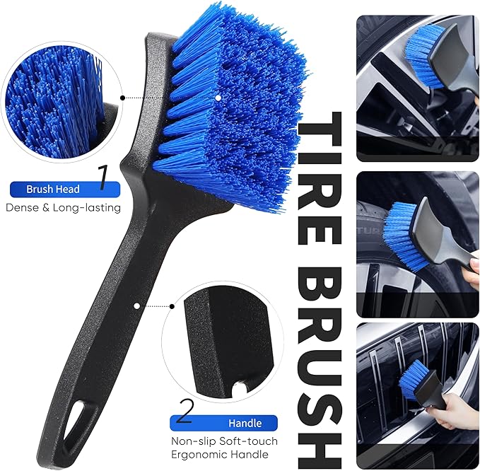 5-12ft Car Wash Kit,8 Piece,Thickened Aluminum Telescopic Rod,Cleaning Brush,Tire Brush,180 ° Chenille Mop,Fiber Towel,Storage Bag,2-Piece Detail Brush,Car,RV,Truck Clean Kit