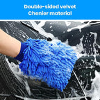 Microfiber Car Wash Mitt Scratch Free Auto Cleaning Glove 1Pc Double-Sided Strong Water Absorption Thickened Wash Gloves Blue