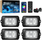 MICTUNING Q1 RGBW LED Rock Lights, APP & Remote Dual Control, 4 Pods Pure Color Underglow Neon Lighting with Wiring Switch Kit for Trucks Cars ATV UTV Golf Carts (2 Year Warranty)