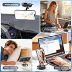 Strong Magnetic Phone Holder for Car & Desk, Compatible with MagSafe, Secure Lock, Universal 360° Rota-Table Car Phone Mount for Dashboard, Glass, Table, Carbon Fiber Deep Black