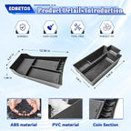 EDBETOS 2PCS/Set Center Console Organizer Compatible with Nissan Rogue 2021-2023 2024 2025 2026 Interior Accessories Lower Console Armrest Secondary Storage Box Pallet Middle Insert Tray Black ABS