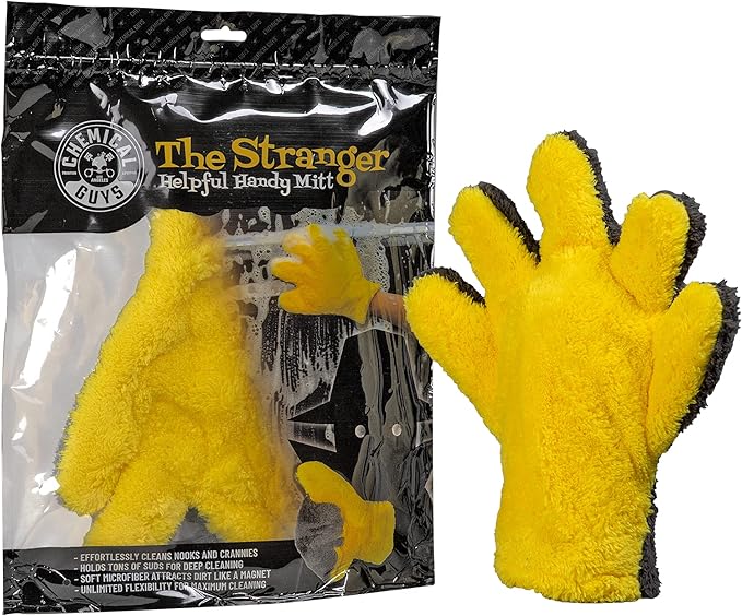 Chemical Guys MIC510 The Stranger Helpful Handy Car Wash Mitt - Yellow, Microfiber Towels for Detailing, Holds Tons of Soapy Suds, Flexible - Perfect for Car Cleaning