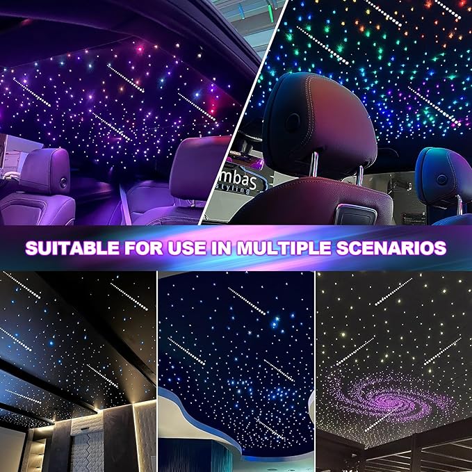 Starlight Headliner Kit, Dual Color Twinkle & Meteor 2 in 1 Fiber Optic Lights, 1000pcs*0.03in*13.1ft, APP & Remote Control, 18W Music Star Lights for Car/Home Ceiling