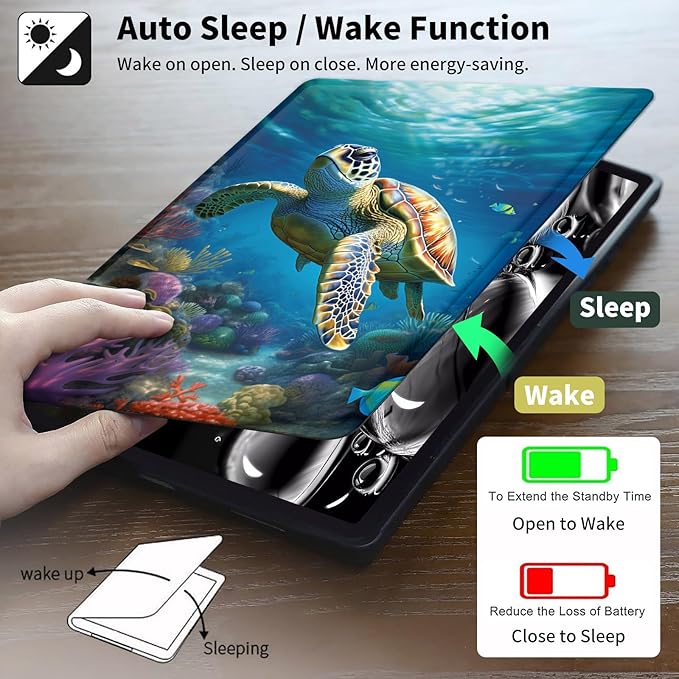 Case for 6" Kindle (11th Generation-2024/2022 Release),360 Degree Rotating Swivel PU Leather Stand Flip Folio Cover with Auto Wake/Sleep for Kindle 11th Generation 2024,Cute Sea Turtle