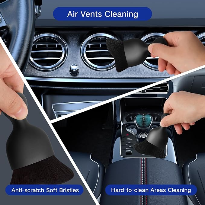 Qydipclin 7pcs Windshield Cleaner Tool Car Window Cleaning Wash Kit with 4 Reusable Microfiber Pads 1 Spray Bottle and Extendable Handle Auto Glass Wiper Kit, Blue&Green