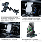 Wireless Car Charger, Auto-Clamping Air Vent Mount Car Phone Holder - 15W/10W/7.5W Fast Charging Compatible with iPhone 17/16/15/14/13/13 Pro/12 Pro Max/12 Pro/12 & Samsung Galaxy, Gift for Men Women