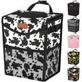 Pritent Car Trash Can with Lid, Cute Leakproof Car Trash Garbage Bag Hanging Vehicle Trash Bin Small Portable Automotive Garbage Cans Organizer for Back/Front Seat/Console(Trapezoid,Cow Print)