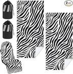 Hahafelt 2 Pack Car Seat Towel Covers with Storage Bag, 63 x 32 Inch Universal Non Slip Waterproof Sweat Protector for Car Truck, Gym Swimming Running, Machine Washable (Zebra)