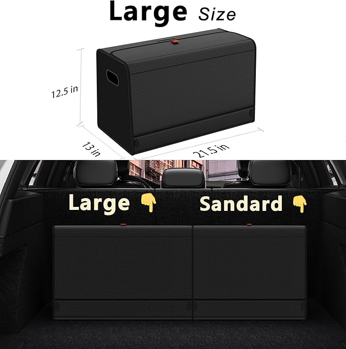 GMQ Car Trunk Organizer for SUV,Car Organizers and Storage with Collapsible Storage, Large Capacity for SUV, Truck, MPV (Carbon Black, L-21.5 * 13 * 12.5IN)
