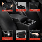 Car Armrest Box for Nissan Almera Versa 2012-2019 Auto Accessories Center Console Leather Arm Rest Double-Layer Storage Space with Cup Holder (White Thread)