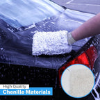 S.M. Arnold Snow White Professional Heavy-Duty Chenille Wash Mitt 8" x 11" - Ultra-Soft, Absorbent, Scratch-Free Car Wash Glove with Cuff, Ideal for Auto Detailing, Car Care, and Home Cleaning