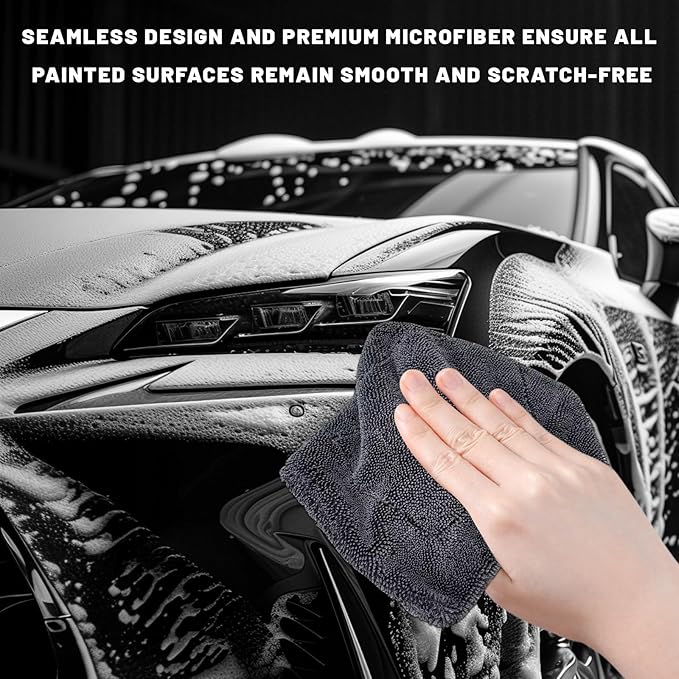 Car Microfiber Towels, 23.6" × 15.7" Ultra Absorbent Drying Towel Twisted-Loop Detailing Cloth, 1200GSM Thick Cleaning Cloth Scratch-Free Quick Dry Towel for Car Truck SUV