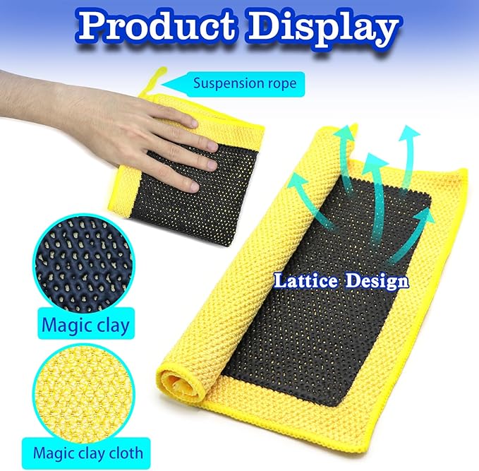 Clay Towel Auto Detailing - 12 Inch Synthetic Clay Decontamination Towel Clay Scrubber for Car Detailing, Scratch-Free Autocare Detailing Polishing and Sealant (Yellow)