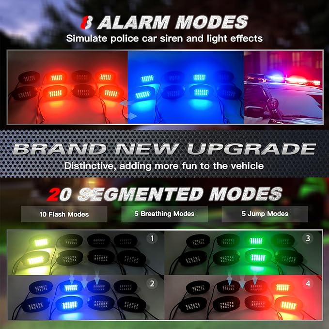 16Pods Heavy Duty Aluminum RGB LED Rock Lights for Trucks Pickup Jeep Gladiator Off-Road with APP/RF Remote, Segmented IP67 Waterproof Multicolor Underglow Accent Light 12V Plug and Play&Pre Wired