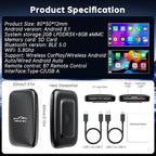 6-in-1 Android Auto Wireless Adapter and Apple CarPlay Adapter, Wireless Carplay Adapter with Netflix YouTube TF Card, Plug & Play, Easy Setup, Magic Video Ai Box for OEM Wired Apple Car Play Cars