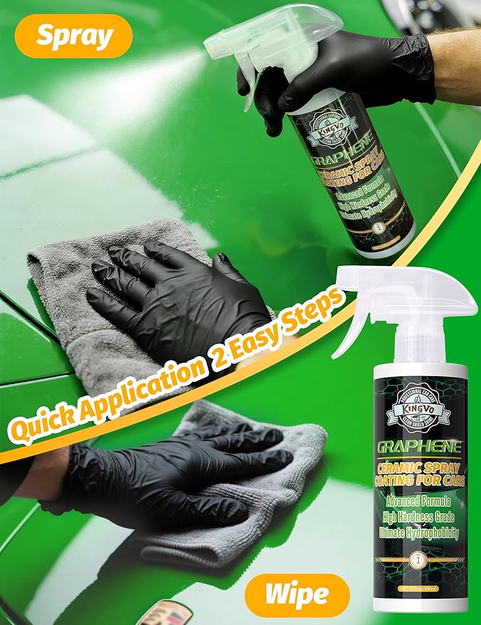 Kingvo Ceramic Coating for Cars, Car Wax Spray Graphene Ceramic Coating Shine Gloss Hydrophobicty for Auto Care Polish Detailing,10 OZ