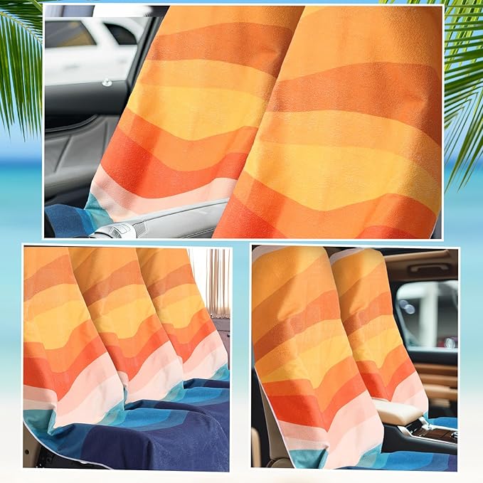 Hahafelt 2 Pack Car Seat Towel Covers Athletic Running Towel Performance Microfiber Post Workout Sweat Washable Cover Non Slip for Seat Outdoor Sport (Boho)