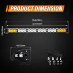 AUXTINGS 32 inch Single Row Dual Color LED Light Bar 180W Off Road Light Bar White Amber Combo LED Work Light Truck UTV 4x4 Cars SUVs ATVs Boats Fog Driving Light with Wiring Harness kit