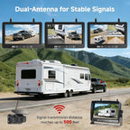 Magnetic Wireless Backup Camera for RV - 15000mAh Battery Solar Powered Reverse camera System with 1080P 7in Monitor, 500ft Stable Range 4CH Split Screen for Horse Trailer Truck Pickup Tractor