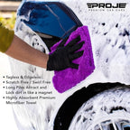 PROJE' Purple Microfiber Towel for Car - Ultra Absorbent - Car Drying, Polishing, Buffing Cloth & Interior Detailing Towel - 500 GSM 16x16in - Auto Detailing Supplies - Pack of 3 Premium Car Care