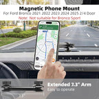 Aluminum Alloy Phone Mount for Ford Bronco 2021 2022 2023 2024 2025 2/4 Door, Dual 1" Ball 360° Rotation, Strong Magnetic Phone Holder for MagSafe iPhone 17 16 15 14 13 12 Series
