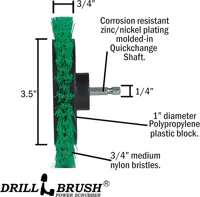 Electric Spin Scrubber Drill Power Kitchen Scrub Brush Green Kit - Cleaning Supplies for Kitchen Accessories - Drill Scrubber Attachment - Cordless Drill Set with Cast Iron Scrubber and Oven Cleaner