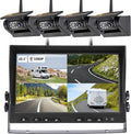 10.1" - 4 Magnetic Solar Wireless Backup Camera System, HD 1080P DVR Monitor, RV Wireless Cameras for Hitch Towing RV Camper Trailer, IR Night Vision, 4x9600mAh Rechargeable Battery, SR4
