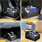 Car Seat Organizer for Back Seats&Front-Foldable PU Leather Storage with Adjustable Dividers,2 Cup Holders&7 Mesh Pockets-Detachable Design with Metal Handles for Kids Travel,Toys,Snacks