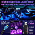 LivTee Smart Car LED Interior Lights with USB Port, LED Strip Fiber Optic Lights, Wireless App Control, Sync to Music, Car Accessories Gifts for Women and Men, 5 in 1