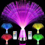 2 Pack LED Fiber Optic Lamp with Remote Control, 13.5" Multicolored Changing Fiber Optic Lights, Crystal Base Battery Powered Glitter Light for Room Wedding Disco Party Birthday Carnival Holiday