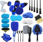 29Pcs Car Detailing Brush Set, Car Detailing Kit, Auto Detail Supplies Tools With Wheel Drill Brush Set, Car Cleaning Kit, Car Polishing Kit, Car Wash Kit for Tires, Wheels, Interior & Exterior