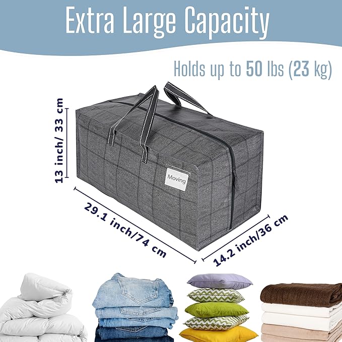 VENO 6 Pack Heavy Duty Moving Bags with Backpack Straps, Zippers & Handles, Extra Large Packing Bags for College Dorm Essentials, Moving Supplies Alternative to Cardboard Moving Boxes