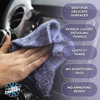 The Rag Company - The Eaglet 350 - Professional Korean 70/30 Blend; Super Plush Microfiber Detailing Towels; Perfect for Wheels, Mirrors, and More; 350GSM; 8inx8in, Lavender (10-Pack)