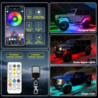 4 Pods 84 LEDs 5 Sides RGB Rock Lights, App/Remote Control Rock Lights for Trucks, Waterproof Multi-Color Bright Underglow Kits, Music Mode, Compatible with 12V Jeep UTV SUV ATV Golf RZR(Patented)