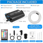 ATOKEE 16W Starlight Headliner Kit 550pcs 0.03in 13.1ft, Sound Activated Fiber Optic Lights for Car Roof Use, Controlled Via Bluetooth App / 28-Key RF Remote