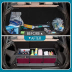 Trunk Organizer with Cooler, Collapsible Trunk Storage Container with Non Slip Bottom Strips, Large Multi-Compartment Waterproof Car Trunk Organizer Groceries for Vehicle Sedan, SUV, Van(Wine Red)