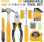 Hi-Spec Small Tool Box for Home and Office DIY, 25-Piece Yellow Mini Tool Kit Set for Basic Household Repairs in a Portable Toolbox Case.