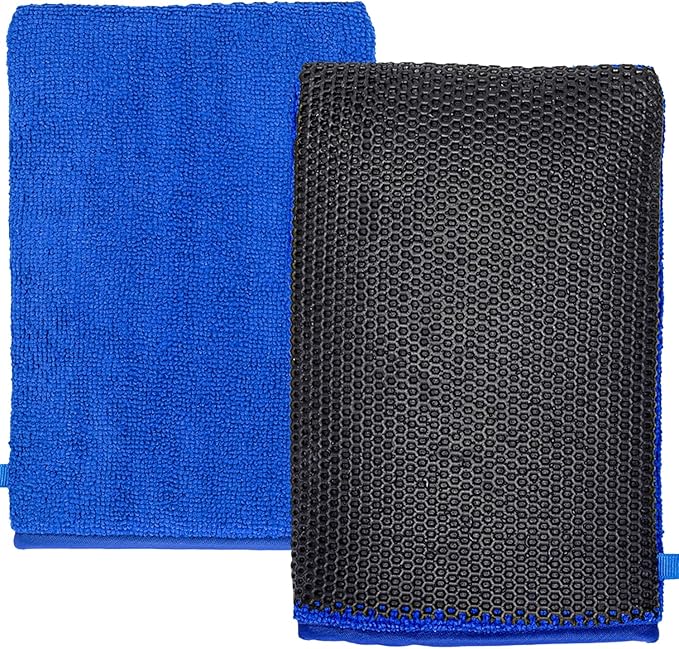 2 Pack Clay Mitt, Microfiber Clay Bar for Car Detailing, Reusable Clay Bar Glove Clay Towel, Scratch-Free Safe Clay Eraser Mitt for Cars Paint Polishing