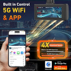 4K Dash Cam Front and Rear, 4K+1080P Dashcam, Dash Camera for Cars with 5GHz WiFi & App Control, GPS, 64GB Card, 24H Parking Monitor, Night Vision, G-Sensor, Loop Recording Dual Car Camera